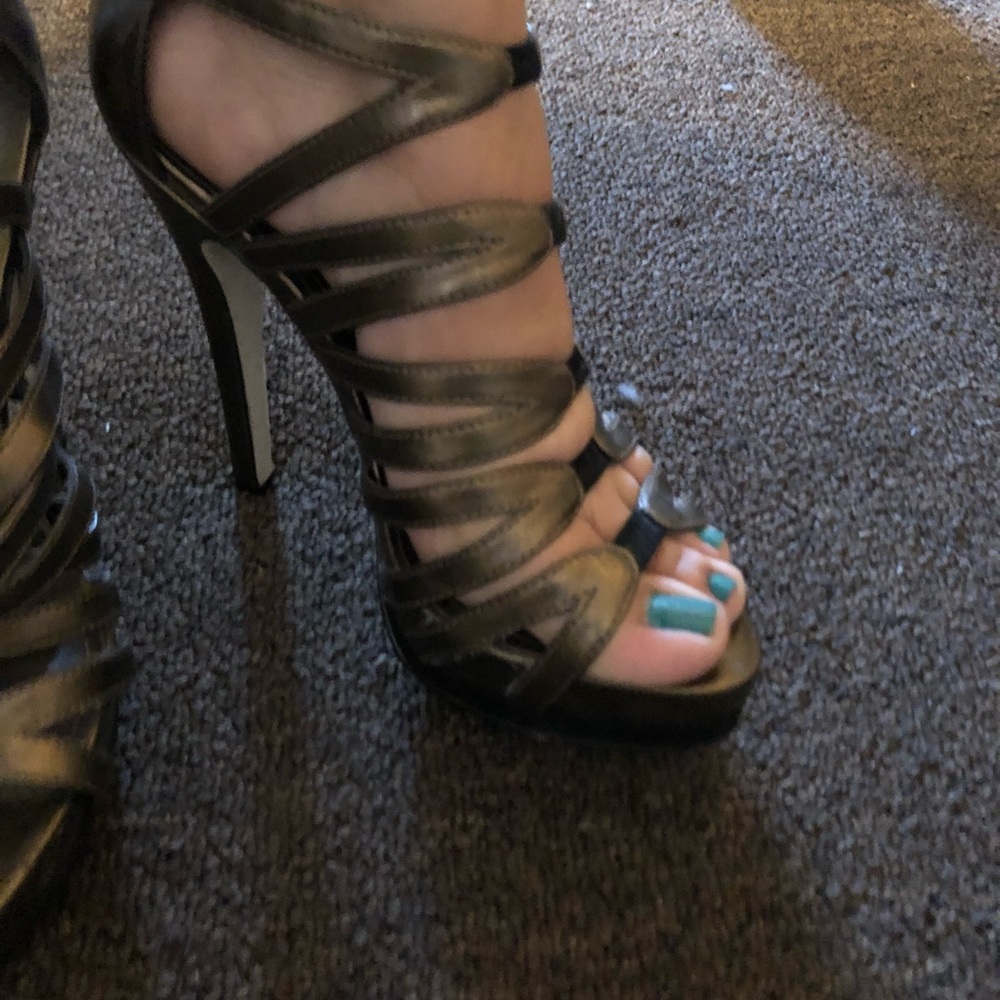 Aldo gold and black heels